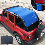 Jeep Wrangler Sun Shade JL Unlimited 4 Door JLU Sunshade 2018-Current Top Front+Rear+Trunk Mesh Screen Cover UV Blocker with Grab Bag Storage Pouch-10 Years Warranty