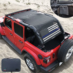 Jeep Wrangler Sun Shade JL Unlimited 4 Door JLU Sunshade 2018-2023 Top Front+Rear+Back Mesh Screen Cover UV Blocker-10 Year Warranty