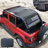 Jeep Wrangler Sun Shade JL Unlimited 4 Door JLU Sunshade 2018-Current Top Front+Rear+Trunk Mesh Screen Cover UV Blocker with Grab Bag Storage Pouch-10 Years Warranty