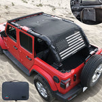 Jeep Wrangler Sun Shade JL Unlimited 4 Door JLU Sunshade 2018-2023 Top Front+Rear+Back Mesh Screen Cover UV Blocker-10 Year Warranty