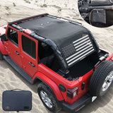 Jeep Wrangler Sun Shade JL Unlimited 4 Door JLU Sunshade 2018-Current Top Front+Rear+Trunk Mesh Screen Cover UV Blocker with Grab Bag Storage Pouch-10 Years Warranty