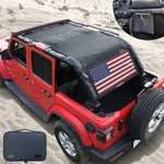 Jeep Wrangler Sun Shade JL Unlimited 4 Door JLU Sunshade 2018-2023 Top Front+Rear+Back Mesh Screen Cover UV Blocker-10 Year Warranty
