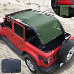 Jeep Wrangler Sun Shade JL Unlimited 4 Door JLU Sunshade 2018-Current Top Front+Rear+Trunk Mesh Screen Cover UV Blocker with Grab Bag Storage Pouch-10 Years Warranty