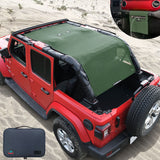 Jeep Wrangler Sun Shade JL Unlimited 4 Door JLU Sunshade 2018-2023 Top Front+Rear+Back Mesh Screen Cover UV Blocker-10 Year Warranty