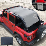 Jeep Wrangler Sun Shade JL Unlimited 4 Door JLU Sunshade 2018-Current Top Front+Rear+Trunk Mesh Screen Cover UV Blocker with Grab Bag Storage Pouch-10 Years Warranty