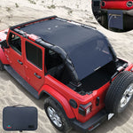 Jeep Wrangler Sun Shade JL Unlimited 4 Door JLU Sunshade 2018-2023 Top Front+Rear+Back Mesh Screen Cover UV Blocker-10 Year Warranty