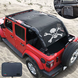 Jeep Wrangler Sun Shade JL Unlimited 4 Door JLU Sunshade 2018-Current Top Front+Rear+Trunk Mesh Screen Cover UV Blocker with Grab Bag Storage Pouch-10 Years Warranty