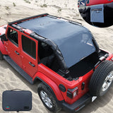 Jeep Wrangler Sun Shade JL Unlimited 4 Door JLU Sunshade 2018-Current Top Front+Rear+Trunk Mesh Screen Cover UV Blocker with Grab Bag Storage Pouch-10 Years Warranty