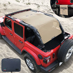 Jeep Wrangler Sun Shade JL Unlimited 4 Door JLU Sunshade 2018-2023 Top Front+Rear+Back Mesh Screen Cover UV Blocker-10 Year Warranty