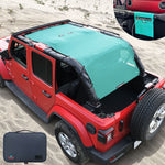 Jeep Wrangler Sun Shade JL Unlimited 4 Door JLU Sunshade 2018-Current Top Front+Rear+Trunk Mesh Screen Cover UV Blocker with Grab Bag Storage Pouch-10 Years Warranty