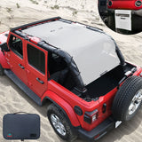 Jeep Wrangler Sun Shade JL Unlimited 4 Door JLU Sunshade 2018-Current Top Front+Rear+Trunk Mesh Screen Cover UV Blocker with Grab Bag Storage Pouch-10 Years Warranty