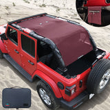 Jeep Wrangler Sun Shade JL Unlimited 4 Door JLU Sunshade 2018-Current Top Front+Rear+Trunk Mesh Screen Cover UV Blocker with Grab Bag Storage Pouch-10 Years Warranty