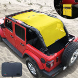 Jeep Wrangler Sun Shade JL Unlimited 4 Door JLU Sunshade 2018-Current Top Front+Rear+Trunk Mesh Screen Cover UV Blocker with Grab Bag Storage Pouch-10 Years Warranty