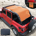 Jeep Wrangler Sun Shade JL Unlimited 4 Door JLU Sunshade 2018-Current Top Front+Rear+Trunk Mesh Screen Cover UV Blocker with Grab Bag Storage Pouch-10 Years Warranty