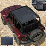 Jeep Wrangler Sun Shade JK 2 Door Front and Rear Mesh Screen Sunshade JK Top Cover UV Blocker with Grab Bag-One time Install 10 years Warranty