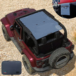 Jeep Wrangler Sun Shade JK 2 Door Front and Rear Mesh Screen Sunshade JK Top Cover UV Blocker with Grab Bag-One time Install 10 years Warranty