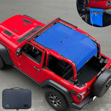 Jeep Wrangler Sunshade JL 2 Door Sun Shade Front and Rear and Back Mesh Screen Top Cover UV Blocker with Grab Bag (2018-2023) - 10 Year Warranty