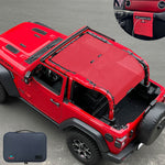 Jeep Wrangler Sunshade JL 2 Door Sun Shade Front and Rear and Back Mesh Screen Top Cover UV Blocker with Grab Bag (2018-2023) - 10 Year Warranty
