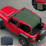 Jeep Wrangler Sunshade JL 2 Door Sun Shade Front and Rear and Back Mesh Screen Top Cover UV Blocker with Grab Bag (2018-2023) - 10 Year Warranty
