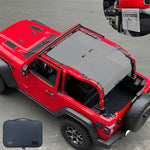 Jeep Wrangler Sunshade JL 2 Door Sun Shade Front and Rear and Back Mesh Screen Top Cover UV Blocker with Grab Bag (2018-2023) - 10 Year Warranty