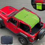 Jeep Wrangler Sunshade JL 2 Door Sun Shade Front and Rear and Back Mesh Screen Top Cover UV Blocker with Grab Bag (2018-2023) - 10 Year Warranty