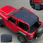 Jeep Wrangler Sunshade JL 2 Door Sun Shade Front and Rear and Back Mesh Screen Top Cover UV Blocker with Grab Bag (2018-2023) - 10 Year Warranty