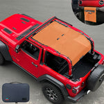 Jeep Wrangler Sunshade JL 2 Door Sun Shade Front and Rear and Back Mesh Screen Top Cover UV Blocker with Grab Bag (2018-2023) - 10 Year Warranty