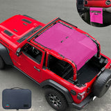 Jeep Wrangler Sunshade JL 2 Door Sun Shade Front and Rear and Back Mesh Screen Top Cover UV Blocker with Grab Bag (2018-2023) - 10 Year Warranty