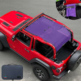 Jeep Wrangler Sunshade JL 2 Door Sun Shade Front and Rear and Back Mesh Screen Top Cover UV Blocker with Grab Bag (2018-2023) - 10 Year Warranty
