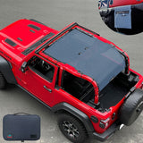 Jeep Wrangler Sunshade JL 2 Door Sun Shade Front and Rear and Back Mesh Screen Top Cover UV Blocker with Grab Bag (2018-2023) - 10 Year Warranty