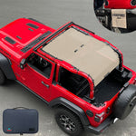 Jeep Wrangler Sunshade JL 2 Door Sun Shade Front and Rear and Back Mesh Screen Top Cover UV Blocker with Grab Bag (2018-2023) - 10 Year Warranty