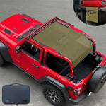 Jeep Wrangler Sunshade JL 2 Door Sun Shade Front and Rear and Back Mesh Screen Top Cover UV Blocker with Grab Bag (2018-2023) - 10 Year Warranty