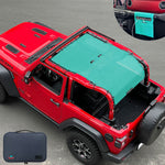 Jeep Wrangler Sunshade JL 2 Door Sun Shade Front and Rear and Back Mesh Screen Top Cover UV Blocker with Grab Bag (2018-2023) - 10 Year Warranty