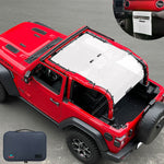 Jeep Wrangler Sunshade JL 2 Door Sun Shade Front and Rear and Back Mesh Screen Top Cover UV Blocker with Grab Bag (2018-2023) - 10 Year Warranty