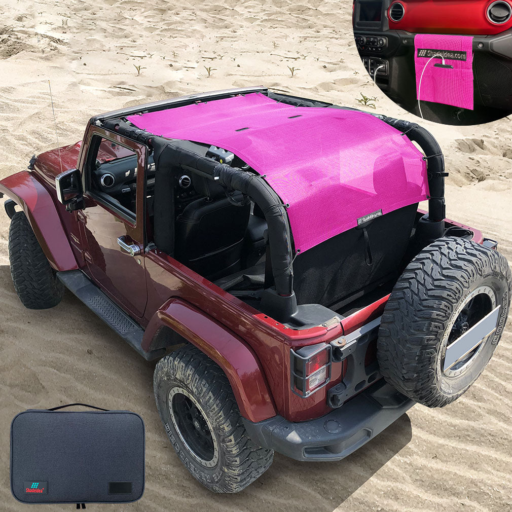 Pink Roof Sunshade Mesh Shade Cover Anti-UV Net for Jeep Wrangler JK 07-18  4Door