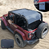 Jeep Wrangler Sun Shade JK 2 Door Sunshade 2007-2018 Front+Rear+Trunk Mesh Screen Top Cover UV Blocker with Grab Bag Storage Pouch-10 Years Warranty