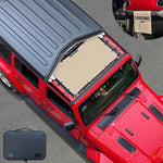Jeep Wrangler Sun Shade JL Unlimited 2 Door and 4 Door Front Mesh Screen Sunshade JLU SAHARA RUBICON SPORT S Top Cover UV Blocker with Grab Bag-One time Install 10 years Warranty