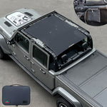 Jeep Gladiator Sunshade JT 4 Door Top Sun Shade Front and Rear Mesh Screen Wrangler Cover UV Blocker with GrabBag Pouch (2018-2023) - 10 Year Warranty