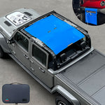 Jeep Gladiator Sunshade JT 4 Door Top Sun Shade Front and Rear Mesh Screen Wrangler Cover UV Blocker with GrabBag Pouch (2018-2023) - 10 Year Warranty