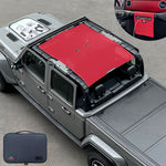 Jeep Gladiator Sunshade JT 4 Door Top Sun Shade Front and Rear Mesh Screen Wrangler Cover UV Blocker with GrabBag Pouch (2018-2023) - 10 Year Warranty