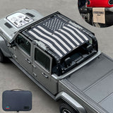 Jeep Gladiator Sunshade JT 4 Door Top Sun Shade Front and Rear Mesh Screen Wrangler Cover UV Blocker with GrabBag Pouch (2018-2023) - 10 Year Warranty