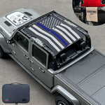 Jeep Gladiator Sunshade JT 4 Door Top Sun Shade Front and Rear Mesh Screen Wrangler Cover UV Blocker with GrabBag Pouch (2018-2023) - 10 Year Warranty