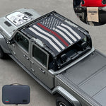Jeep Gladiator Sunshade JT 4 Door Top Sun Shade Front and Rear Mesh Screen Wrangler Cover UV Blocker with GrabBag Pouch (2018-2023) - 10 Year Warranty
