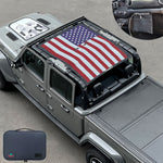 Jeep Gladiator Sunshade JT 4 Door Top Sun Shade Front and Rear Mesh Screen Wrangler Cover UV Blocker with GrabBag Pouch (2018-2023) - 10 Year Warranty