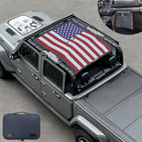 Jeep Gladiator Sunshade JT 4 Door Top Sun Shade Front and Rear Mesh Screen Wrangler Cover UV Blocker with GrabBag Pouch 2018-Current-10 Years Lasting