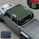 Jeep Gladiator Sunshade JT 4 Door Top Sun Shade Front and Rear Mesh Screen Wrangler Cover UV Blocker with GrabBag Pouch 2018-Current-10 Years Lasting