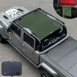 Jeep Gladiator Sunshade JT 4 Door Top Sun Shade Front and Rear Mesh Screen Wrangler Cover UV Blocker with GrabBag Pouch (2018-2023) - 10 Year Warranty