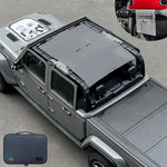Jeep Gladiator Sunshade JT 4 Door Top Sun Shade Front and Rear Mesh Screen Wrangler Cover UV Blocker with GrabBag Pouch (2018-2023) - 10 Year Warranty