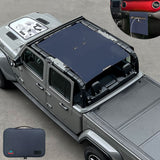 Jeep Gladiator Sunshade JT 4 Door Top Sun Shade Front and Rear Mesh Screen Wrangler Cover UV Blocker with GrabBag Pouch 2018-Current-10 Years Lasting