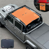 Jeep Gladiator Sunshade JT 4 Door Top Sun Shade Front and Rear Mesh Screen Wrangler Cover UV Blocker with GrabBag Pouch (2018-2023) - 10 Year Warranty